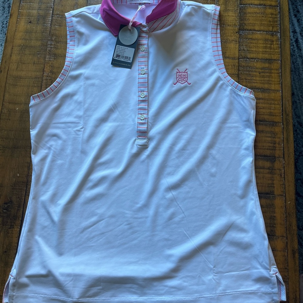 Fairway & Greene Pink and White Sleeveless Blouse